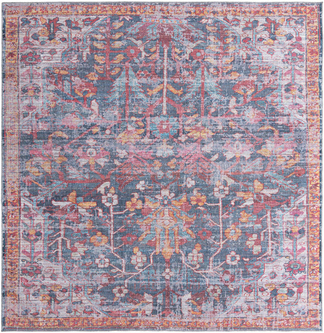 Washable Navy Blue 10' 6 x 10' 6 Maahru Square Area Rug Easy to Clean Stain Resistant & Durable Polyester Chenille Carpet for Living, Dining, Bedrooms, Kitchen for Sale at Rug Engine