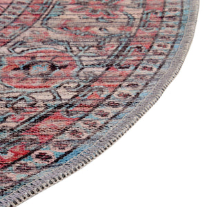 Washable Navy Blue 10' 6 x 10' 6 Maahru Round Area Rug Easy to Clean Stain Resistant & Durable Polyester Chenille Carpet for Living, Dining, Bedrooms, Kitchen for Sale at Rug Engine