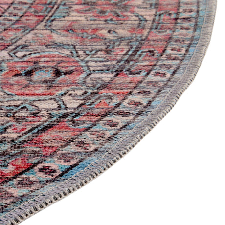 Washable Navy Blue 10' 6 x 10' 6 Maahru Round Area Rug Easy to Clean Stain Resistant & Durable Polyester Chenille Carpet for Living, Dining, Bedrooms, Kitchen for Sale at Rug Engine