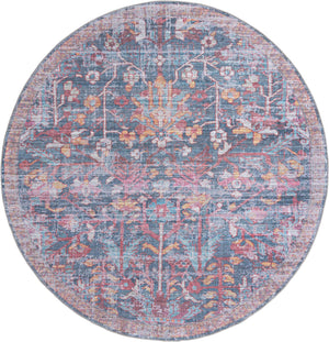 Washable Navy Blue 10' 6 x 10' 6 Maahru Round Area Rug Easy to Clean Stain Resistant & Durable Polyester Chenille Carpet for Living, Dining, Bedrooms, Kitchen for Sale at Rug Engine