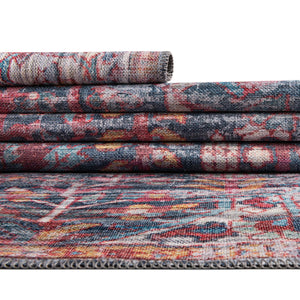 Navy Blue 2' x 10' Maahru Washable Runner Rug
