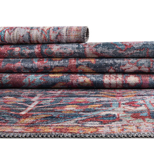 Navy Blue 2' x 10' Maahru Washable Runner Rug