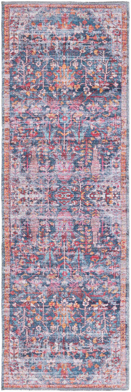 Washable Navy Blue 2' x 6' 1 Maahru Runner Area Rug Easy to Clean Stain Resistant & Durable Polyester Chenille Carpet for Living, Dining, Bedrooms, Kitchen for Sale at Rug Engine
