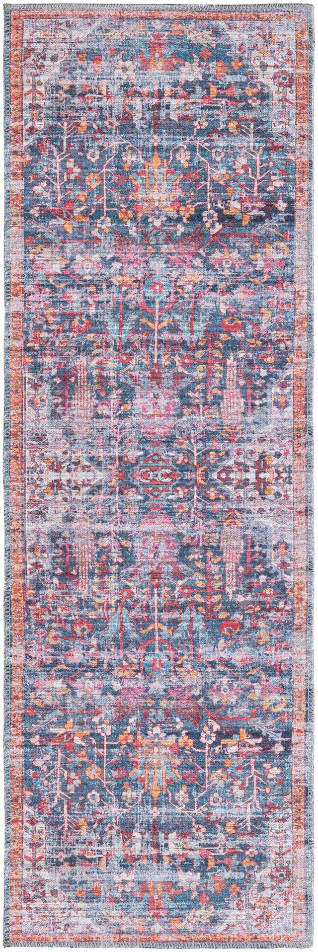 Washable Navy Blue 2' x 6' 1 Maahru Runner Area Rug Easy to Clean Stain Resistant & Durable Polyester Chenille Carpet for Living, Dining, Bedrooms, Kitchen for Sale at Rug Engine