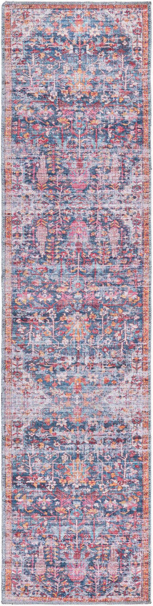 Washable Navy Blue 2' x 8' Maahru Runner Area Rug Easy to Clean Stain Resistant & Durable Polyester Chenille Carpet for Living, Dining, Bedrooms, Kitchen for Sale at Rug Engine