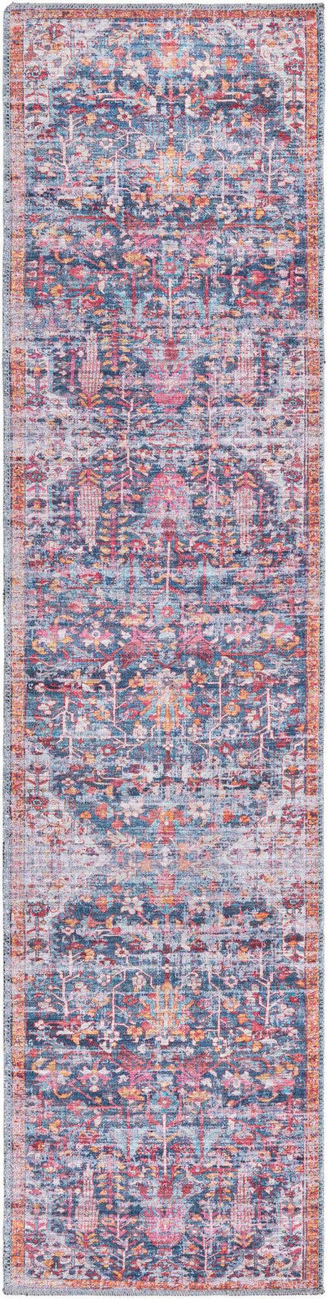 Washable Navy Blue 2' x 8' Maahru Runner Area Rug Easy to Clean Stain Resistant & Durable Polyester Chenille Carpet for Living, Dining, Bedrooms, Kitchen for Sale at Rug Engine