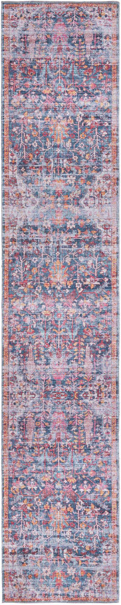 Washable Navy Blue 2' 7 x 13' 1 Maahru Runner Area Rug Easy to Clean Stain Resistant & Durable Polyester Chenille Carpet for Living, Dining, Bedrooms, Kitchen for Sale at Rug Engine