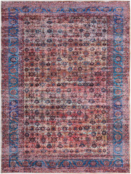 Washable Antique Pink 9' 2 x 12' Maahru Rectangle Area Rug Easy to Clean Stain Resistant & Durable Polyester Chenille Carpet for Living, Dining, Bedrooms, Kitchen for Sale at Rug Engine
