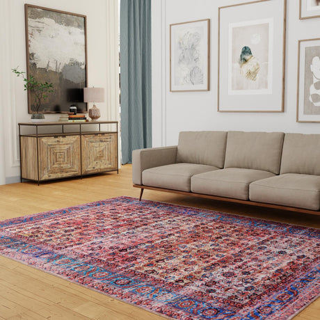 Washable Antique Pink 2' x 3' 1 Maahru Rectangle Area Rug Easy to Clean Stain Resistant & Durable Polyester Chenille Carpet for Living, Dining, Bedrooms, Kitchen for Sale at Rug Engine