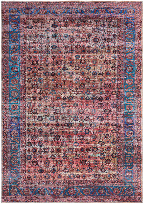 Washable Antique Pink 7' 3 x 10' Maahru Rectangle Area Rug Easy to Clean Stain Resistant & Durable Polyester Chenille Carpet for Living, Dining, Bedrooms, Kitchen for Sale at Rug Engine