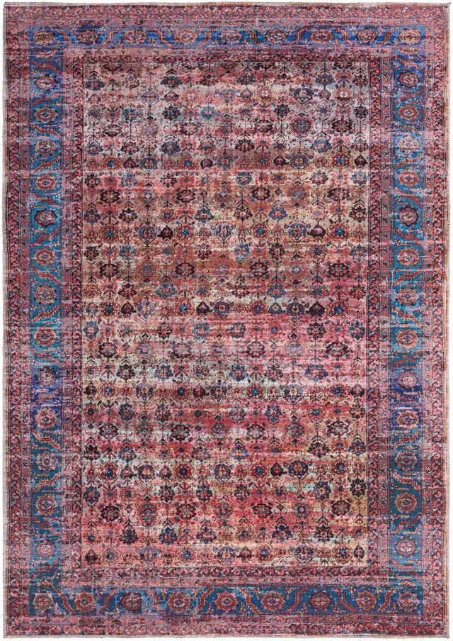 Washable Antique Pink 7' 3 x 10' Maahru Rectangle Area Rug Easy to Clean Stain Resistant & Durable Polyester Chenille Carpet for Living, Dining, Bedrooms, Kitchen for Sale at Rug Engine