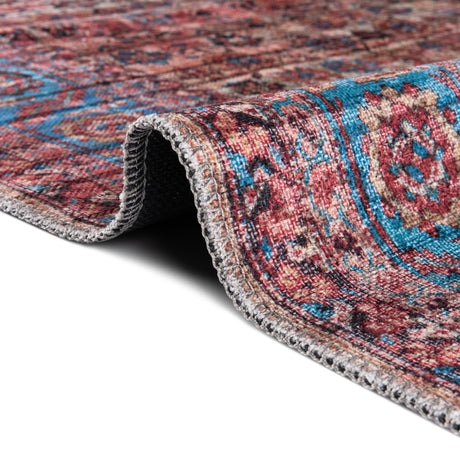 Washable Antique Pink 2' x 3' 1 Maahru Rectangle Area Rug Easy to Clean Stain Resistant & Durable Polyester Chenille Carpet for Living, Dining, Bedrooms, Kitchen for Sale at Rug Engine