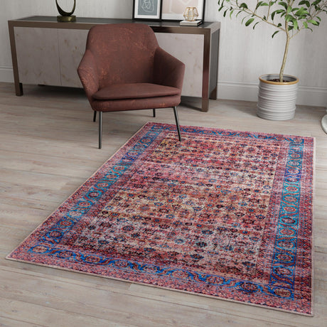 Washable Antique Pink 2' x 3' 1 Maahru Rectangle Area Rug Easy to Clean Stain Resistant & Durable Polyester Chenille Carpet for Living, Dining, Bedrooms, Kitchen for Sale at Rug Engine