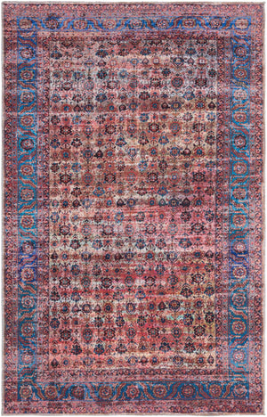 Washable Antique Pink 5' 3 x 8' Maahru Rectangle Area Rug Easy to Clean Stain Resistant & Durable Polyester Chenille Carpet for Living, Dining, Bedrooms, Kitchen for Sale at Rug Engine