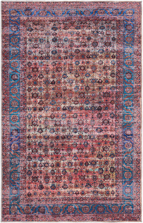 Washable Antique Pink 5' 3 x 8' Maahru Rectangle Area Rug Easy to Clean Stain Resistant & Durable Polyester Chenille Carpet for Living, Dining, Bedrooms, Kitchen for Sale at Rug Engine