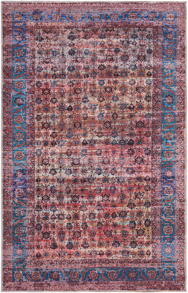 Washable Antique Pink 5' 3 x 8' Maahru Rectangle Area Rug Easy to Clean Stain Resistant & Durable Polyester Chenille Carpet for Living, Dining, Bedrooms, Kitchen for Sale at Rug Engine