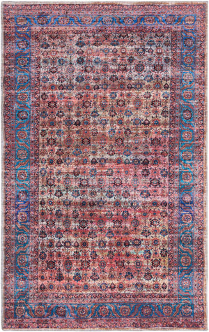 Washable Antique Pink 4' 1 x 6' 1 Maahru Rectangle Area Rug Easy to Clean Stain Resistant & Durable Polyester Chenille Carpet for Living, Dining, Bedrooms, Kitchen for Sale at Rug Engine