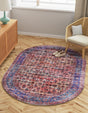 Washable Antique Pink 2' x 3' 1 Maahru Oval Area Rug Easy to Clean Stain Resistant & Durable Polyester Chenille Carpet for Living, Dining, Bedrooms, Kitchen for Sale at Rug Engine