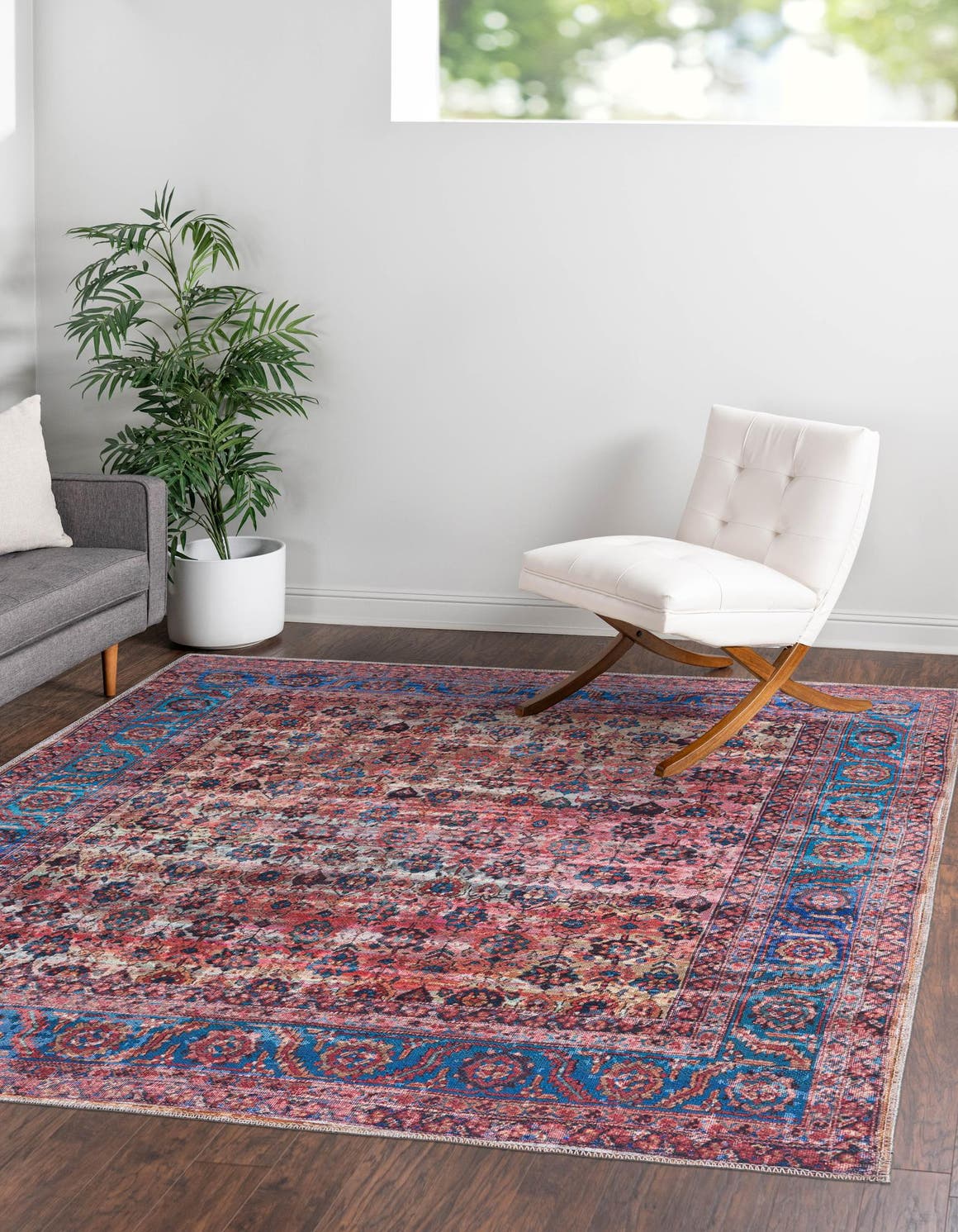 Washable Antique Pink 10' 6 x 10' 6 Maahru Square Area Rug Easy to Clean Stain Resistant & Durable Polyester Chenille Carpet for Living, Dining, Bedrooms, Kitchen for Sale at Rug Engine