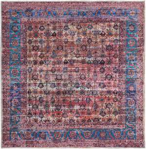 Washable Antique Pink 5' 3 x 5' 3 Maahru Square Area Rug Easy to Clean Stain Resistant & Durable Polyester Chenille Carpet for Living, Dining, Bedrooms, Kitchen for Sale at Rug Engine