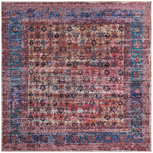 Washable Antique Pink 7' 3 x 7' 3 Maahru Square Area Rug Easy to Clean Stain Resistant & Durable Polyester Chenille Carpet for Living, Dining, Bedrooms, Kitchen for Sale at Rug Engine