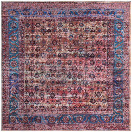 Washable Antique Pink 7' 3 x 7' 3 Maahru Square Area Rug Easy to Clean Stain Resistant & Durable Polyester Chenille Carpet for Living, Dining, Bedrooms, Kitchen for Sale at Rug Engine
