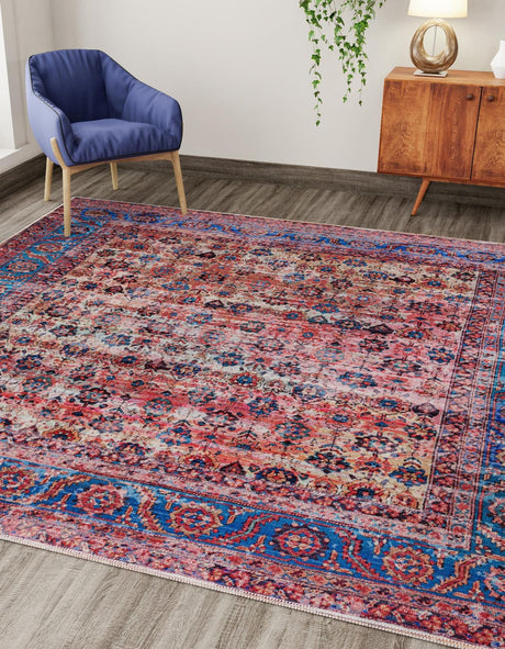 Washable Antique Pink 7' 10 x 7' 10 Maahru Square Area Rug Easy to Clean Stain Resistant & Durable Polyester Chenille Carpet for Living, Dining, Bedrooms, Kitchen for Sale at Rug Engine