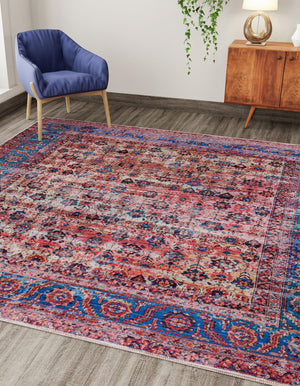 Washable Antique Pink 5' 3 x 5' 3 Maahru Square Area Rug Easy to Clean Stain Resistant & Durable Polyester Chenille Carpet for Living, Dining, Bedrooms, Kitchen for Sale at Rug Engine
