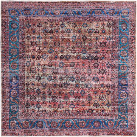Washable Antique Pink 7' 10 x 7' 10 Maahru Square Area Rug Easy to Clean Stain Resistant & Durable Polyester Chenille Carpet for Living, Dining, Bedrooms, Kitchen for Sale at Rug Engine