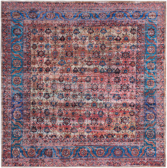 Washable Antique Pink 7' 10 x 7' 10 Maahru Square Area Rug Easy to Clean Stain Resistant & Durable Polyester Chenille Carpet for Living, Dining, Bedrooms, Kitchen for Sale at Rug Engine
