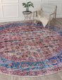 Washable Antique Pink 10' 6 x 10' 6 Maahru Round Area Rug Easy to Clean Stain Resistant & Durable Polyester Chenille Carpet for Living, Dining, Bedrooms, Kitchen for Sale at Rug Engine