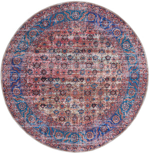 Washable Antique Pink 10' 6 x 10' 6 Maahru Round Area Rug Easy to Clean Stain Resistant & Durable Polyester Chenille Carpet for Living, Dining, Bedrooms, Kitchen for Sale at Rug Engine