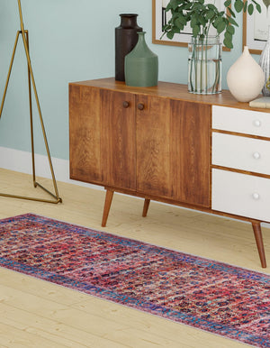 Washable Antique Pink 2' x 10' Maahru Runner Area Rug Easy to Clean Stain Resistant & Durable Polyester Chenille Carpet for Living, Dining, Bedrooms, Kitchen for Sale at Rug Engine