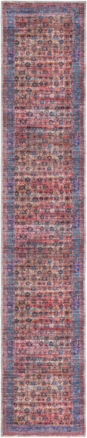 Washable Antique Pink 2' x 10' Maahru Runner Area Rug Easy to Clean Stain Resistant & Durable Polyester Chenille Carpet for Living, Dining, Bedrooms, Kitchen for Sale at Rug Engine