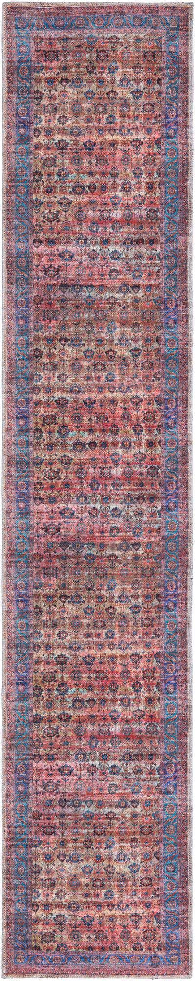Washable Antique Pink 2' x 10' Maahru Runner Area Rug Easy to Clean Stain Resistant & Durable Polyester Chenille Carpet for Living, Dining, Bedrooms, Kitchen for Sale at Rug Engine