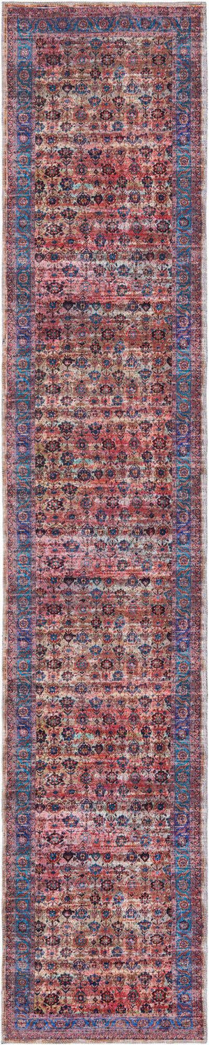 Washable Antique Pink 2' 7 x 13' 1 Maahru Runner Area Rug Easy to Clean Stain Resistant & Durable Polyester Chenille Carpet for Living, Dining, Bedrooms, Kitchen for Sale at Rug Engine