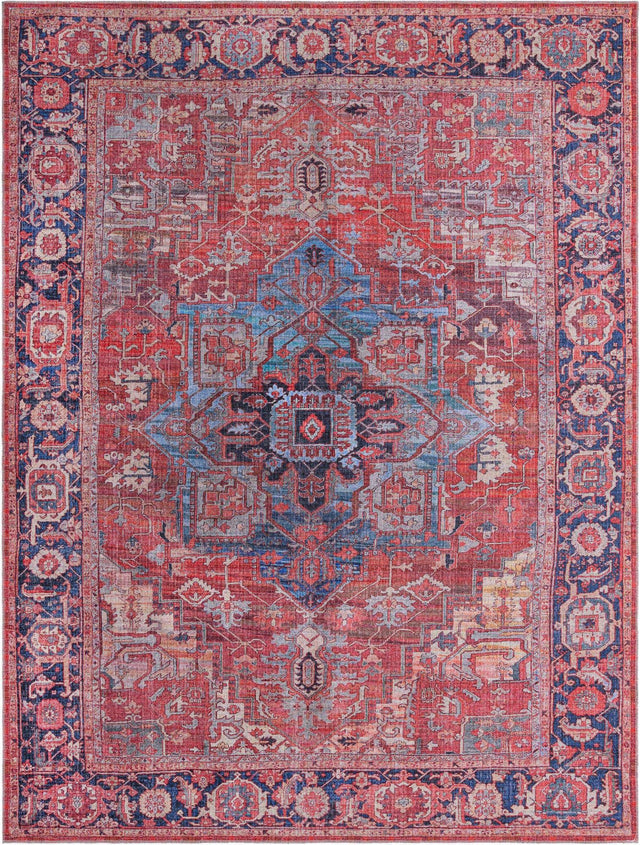 Washable Rust Red 9' 2 x 12' Maahru Rectangle Area Rug Easy to Clean Stain Resistant & Durable Polyester Chenille Carpet for Living, Dining, Bedrooms, Kitchen for Sale at Rug Engine