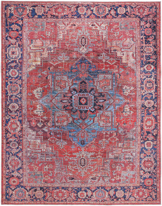 Washable Rust Red 7' 10 x 10' Maahru Rectangle Area Rug Easy to Clean Stain Resistant & Durable Polyester Chenille Carpet for Living, Dining, Bedrooms, Kitchen for Sale at Rug Engine