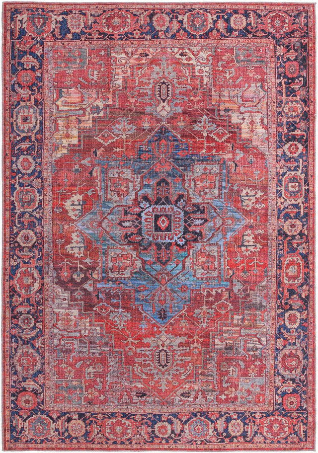 Washable Rust Red 7' 3 x 10' Maahru Rectangle Area Rug Easy to Clean Stain Resistant & Durable Polyester Chenille Carpet for Living, Dining, Bedrooms, Kitchen for Sale at Rug Engine