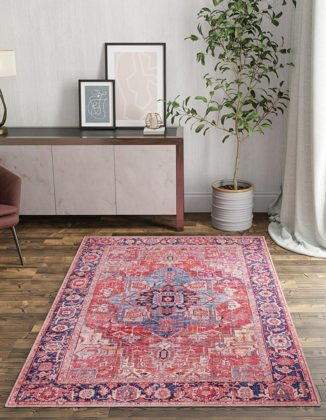 Rust Red 6' x 9' Maahru Washable Rectangle Rug