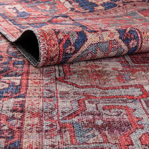 Rust Red 5' 3 x 8' Maahru Washable Rectangle Rug