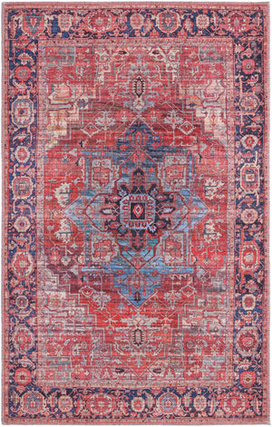 Washable Rust Red 4' 1 x 6' 1 Maahru Rectangle Area Rug Easy to Clean Stain Resistant & Durable Polyester Chenille Carpet for Living, Dining, Bedrooms, Kitchen for Sale at Rug Engine