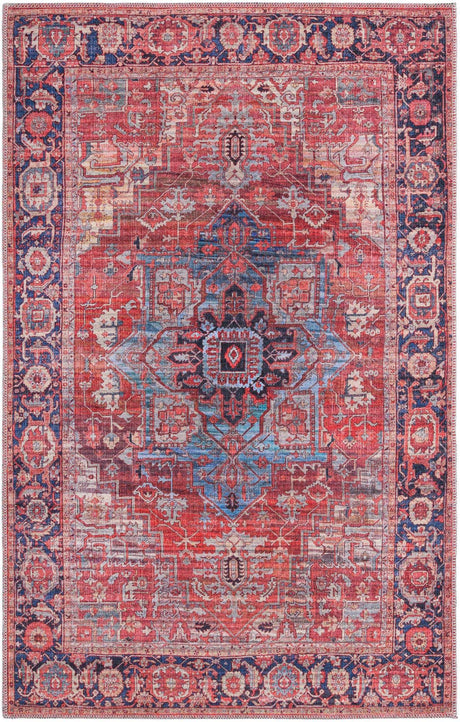 Washable Rust Red 4' 1 x 6' 1 Maahru Rectangle Area Rug Easy to Clean Stain Resistant & Durable Polyester Chenille Carpet for Living, Dining, Bedrooms, Kitchen for Sale at Rug Engine