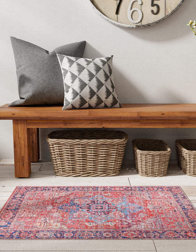 Rust Red 6' x 9' Maahru Washable Rectangle Rug