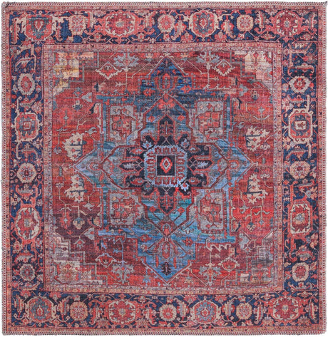 Rust Red 3' 3 x 3' 3 Maahru Washable Square Rug