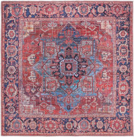 Washable Rust Red 5' 3 x 5' 3 Maahru Square Area Rug Easy to Clean Stain Resistant & Durable Polyester Chenille Carpet for Living, Dining, Bedrooms, Kitchen for Sale at Rug Engine