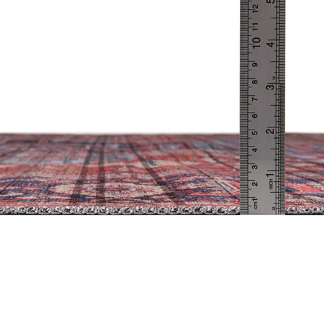 Washable Rust Red 7' 3 x 7' 3 Maahru Square Area Rug Easy to Clean Stain Resistant & Durable Polyester Chenille Carpet for Living, Dining, Bedrooms, Kitchen for Sale at Rug Engine