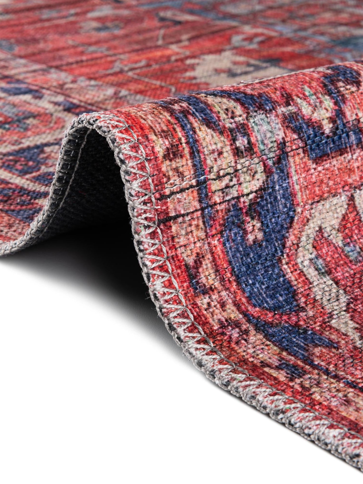 Washable Rust Red 7' 3 x 7' 3 Maahru Square Area Rug Easy to Clean Stain Resistant & Durable Polyester Chenille Carpet for Living, Dining, Bedrooms, Kitchen for Sale at Rug Engine