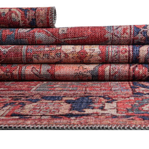 Washable Rust Red 7' 10 x 7' 10 Maahru Square Area Rug Easy to Clean Stain Resistant & Durable Polyester Chenille Carpet for Living, Dining, Bedrooms, Kitchen for Sale at Rug Engine