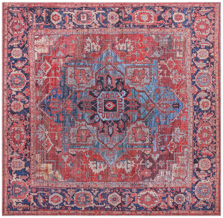 Washable Rust Red 7' 3 x 7' 3 Maahru Square Area Rug Easy to Clean Stain Resistant & Durable Polyester Chenille Carpet for Living, Dining, Bedrooms, Kitchen for Sale at Rug Engine